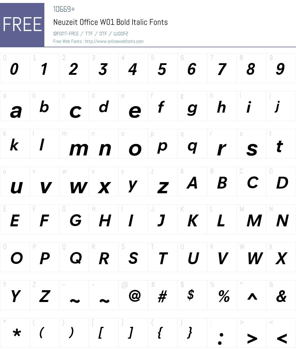 NeuzeitOfficeW01-BoldItalic Font Screenshots