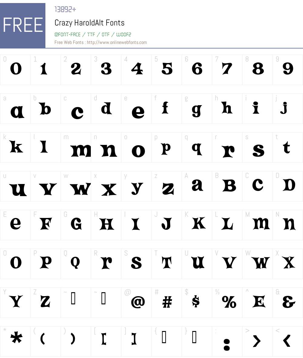 Crazy HaroldAlt Font Screenshots