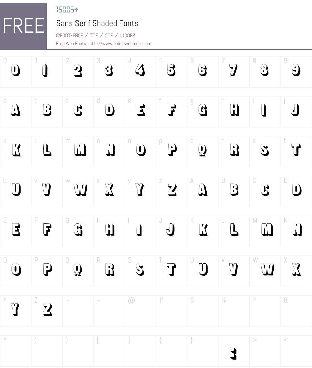 Sans Serif Shaded Font Screenshots