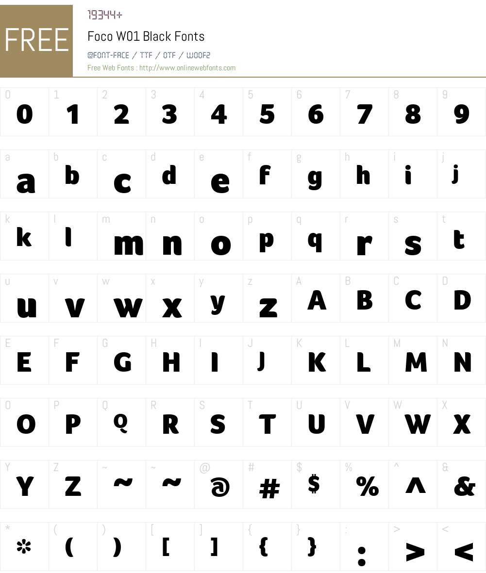 FocoW01-Black Font Screenshots