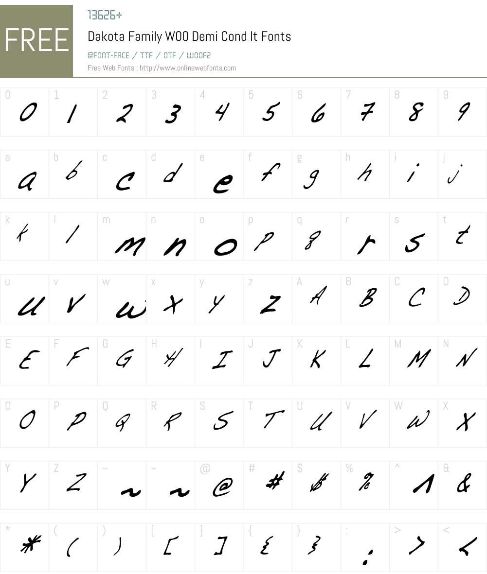 DakotaFamilyW00-DemiCondIt Font Screenshots