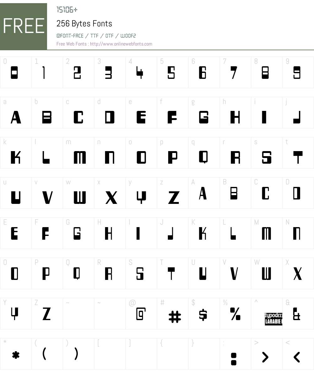 256 Bytes Font Screenshots