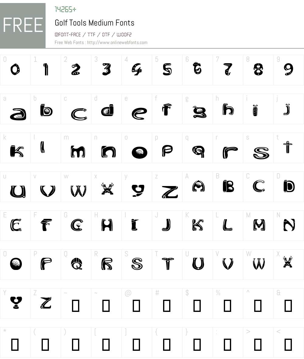 Golf Tools Font Screenshots