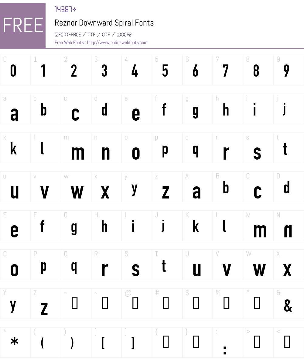 Reznor Font Screenshots