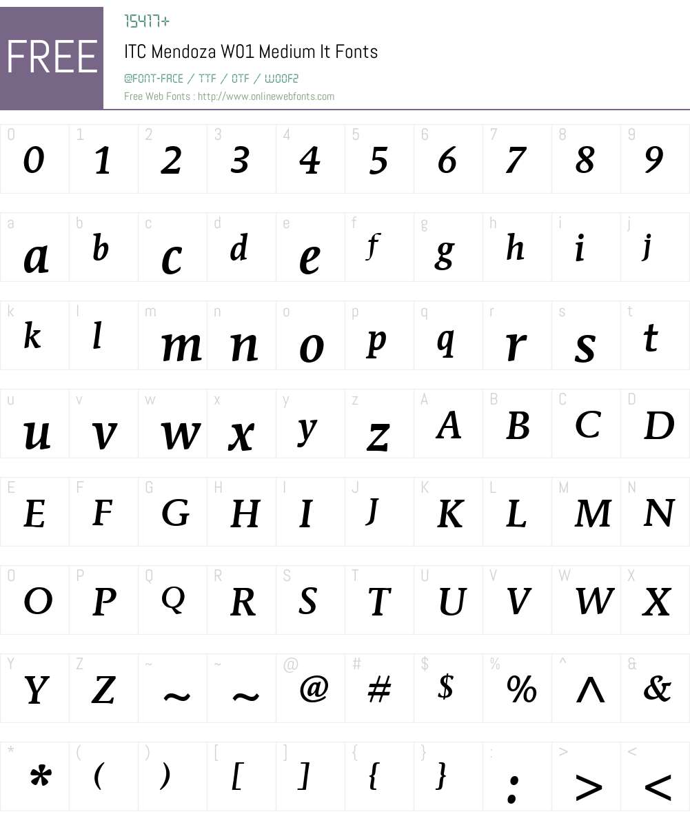 ITCMendozaW01-MediumIt Font Screenshots