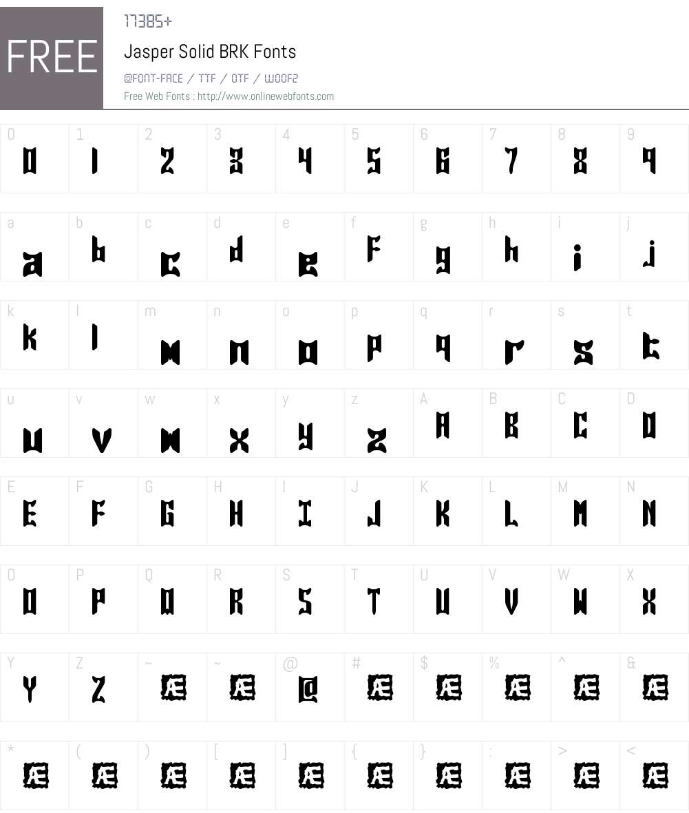 Jasper Solid BRK Font Screenshots