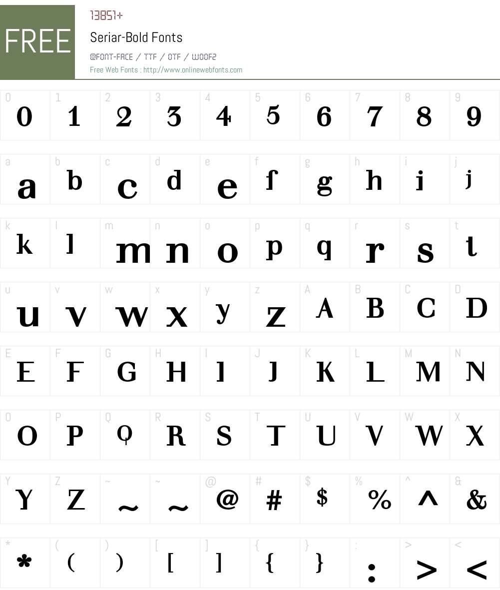 Seriar Font Screenshots
