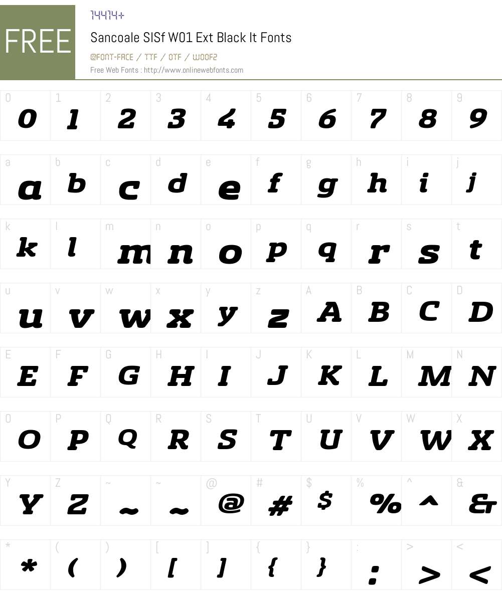 SancoaleSlSfW01-ExtBlackIt Font Screenshots
