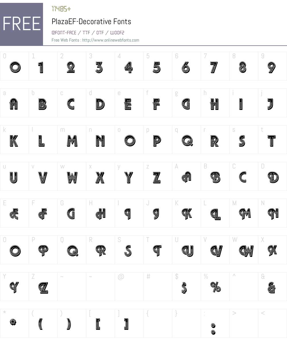 PlazaEF-Decorative Font Screenshots