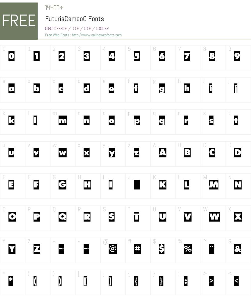 FuturisCameoC Font Screenshots