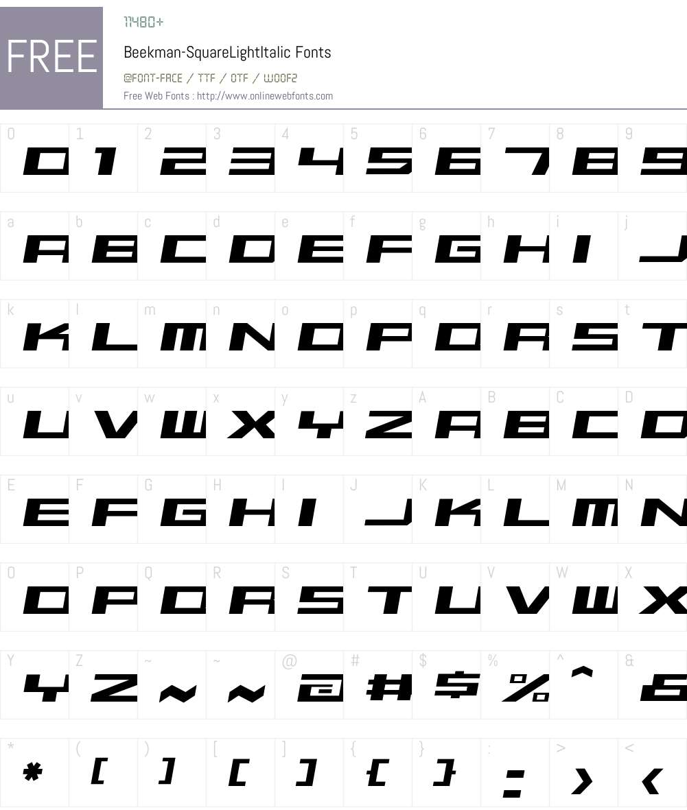 Beekman-SquareLightItalic Font Screenshots