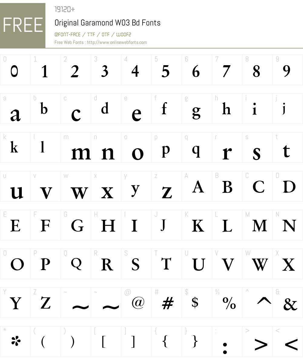 Original Garamond Font Screenshots
