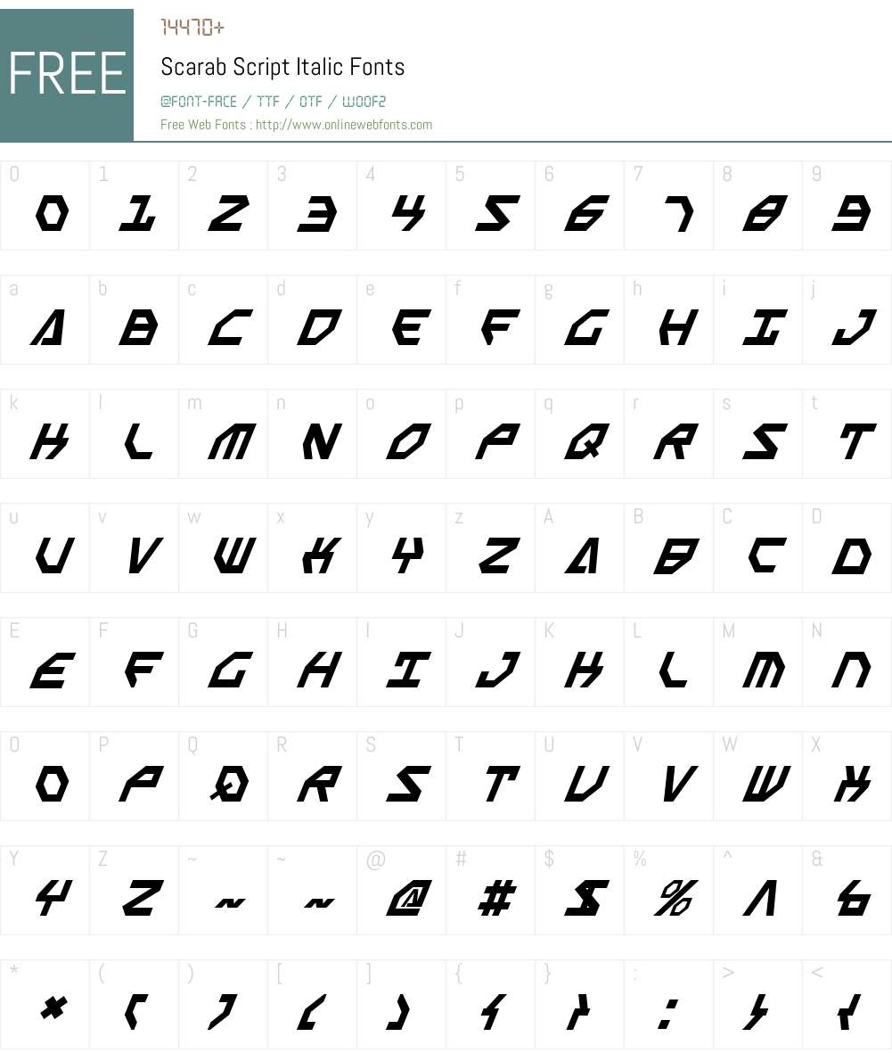 Scarab Script Italic Font Screenshots
