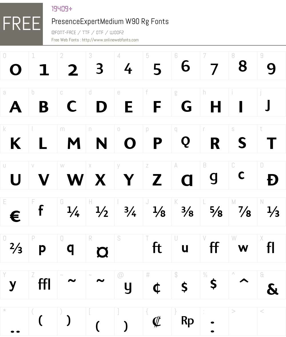 PresenceExpertMediumW90-Rg Font Screenshots