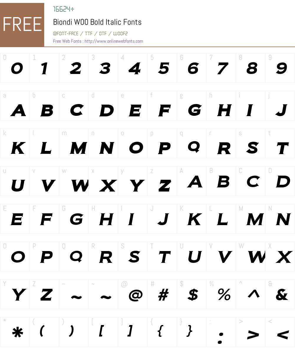 BiondiW00-BoldItalic Font Screenshots
