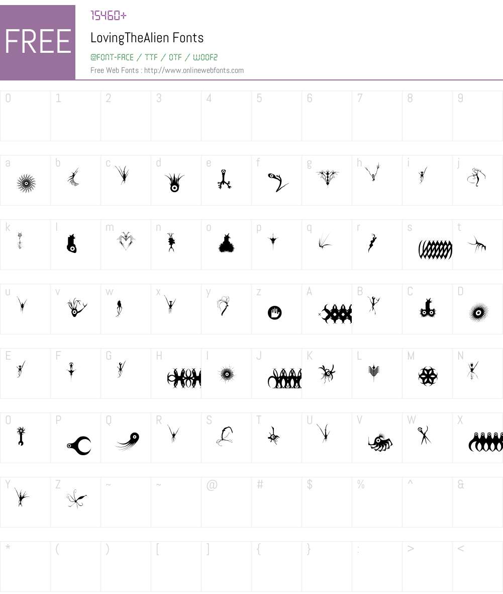 LovingTheAlien Font Screenshots
