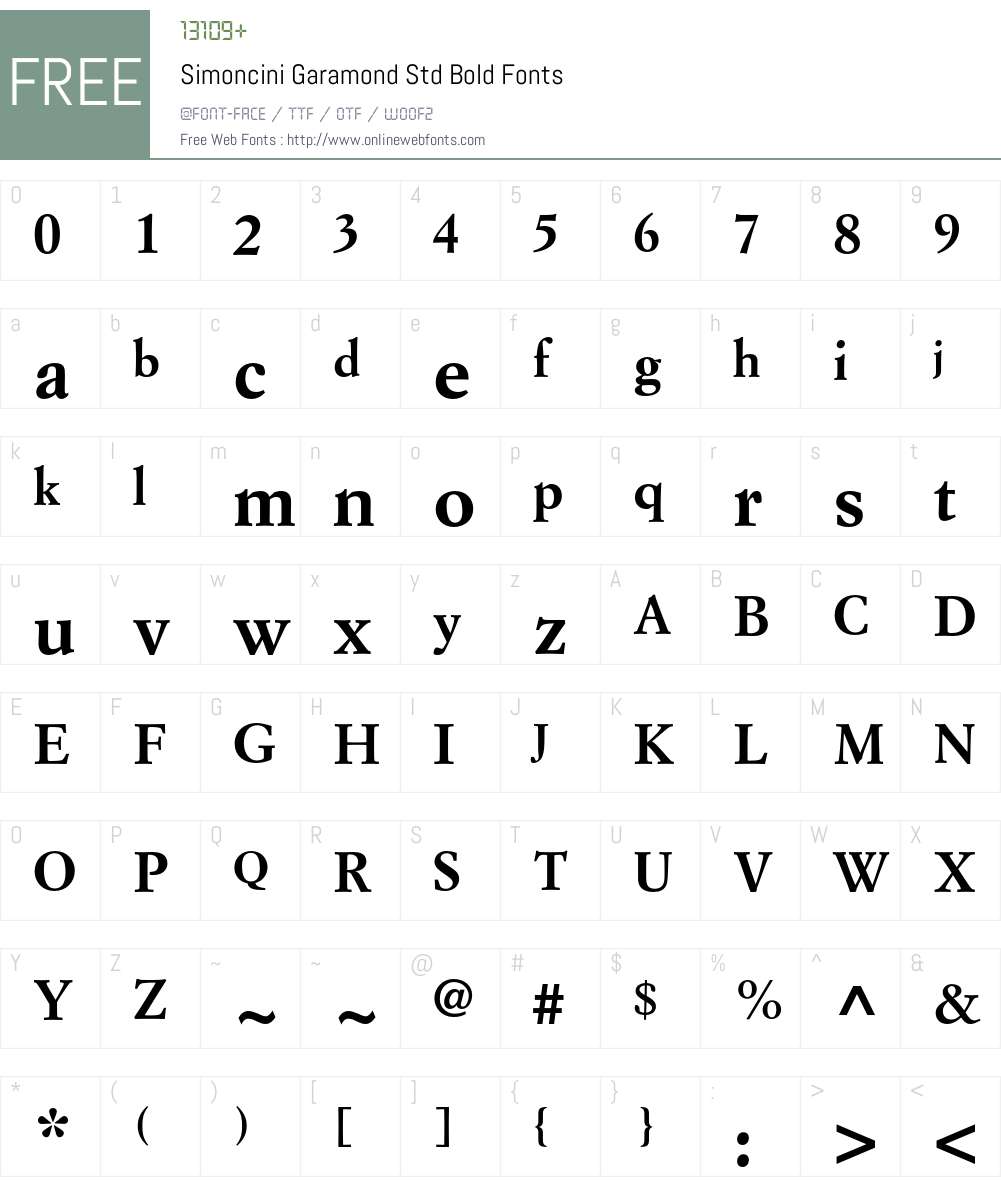 Simoncini Garamond Std Font Screenshots