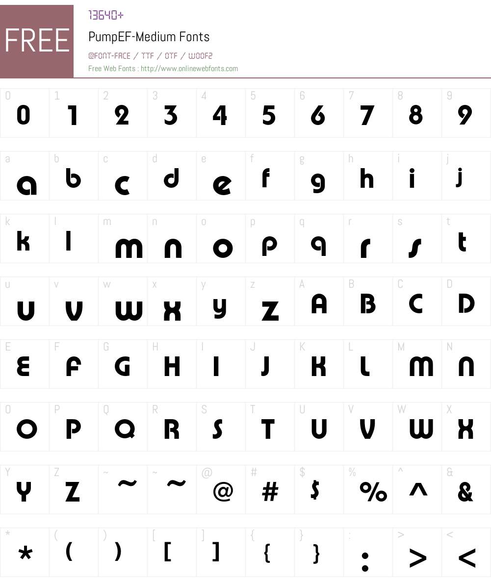 PumpEF Font Screenshots