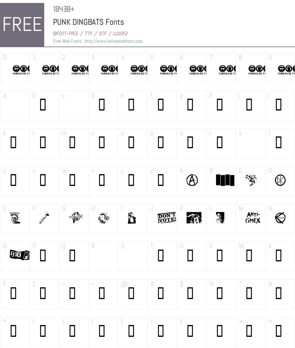 PUNK DINGBATS Font Screenshots