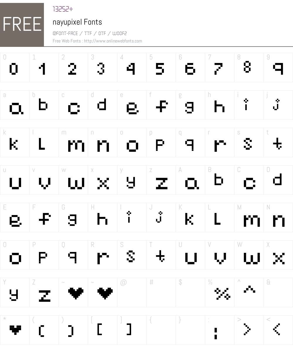 nayupixel Font Screenshots
