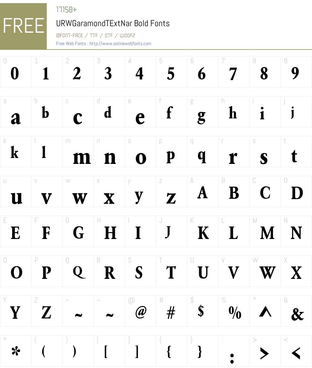 URWGaramondTExtNar Font Screenshots