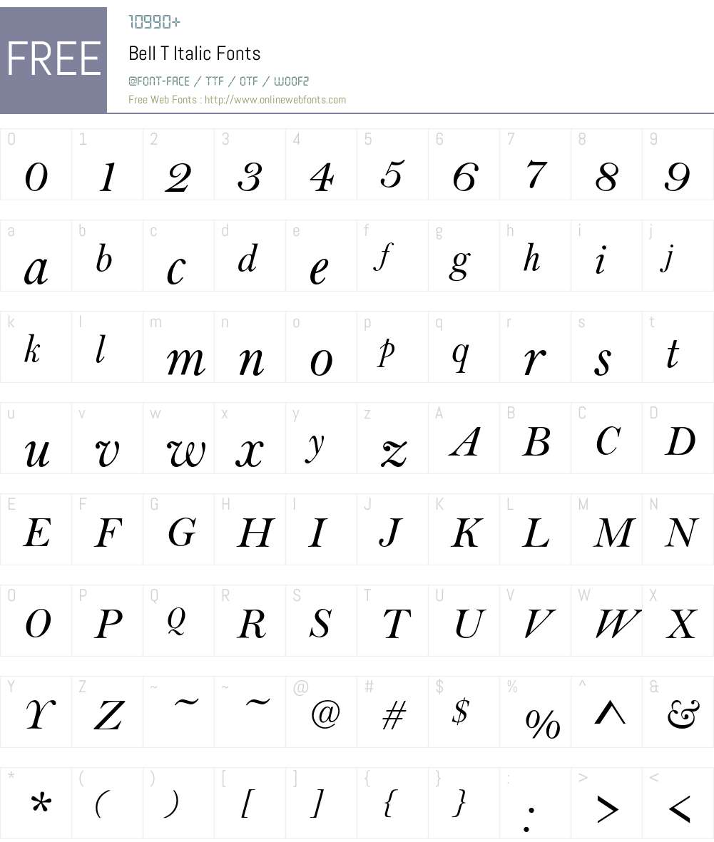 Bell T Font Screenshots