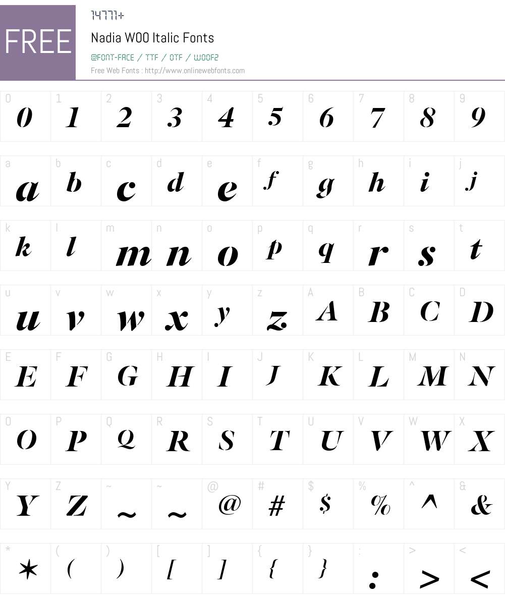 NadiaW00-Italic Font Screenshots
