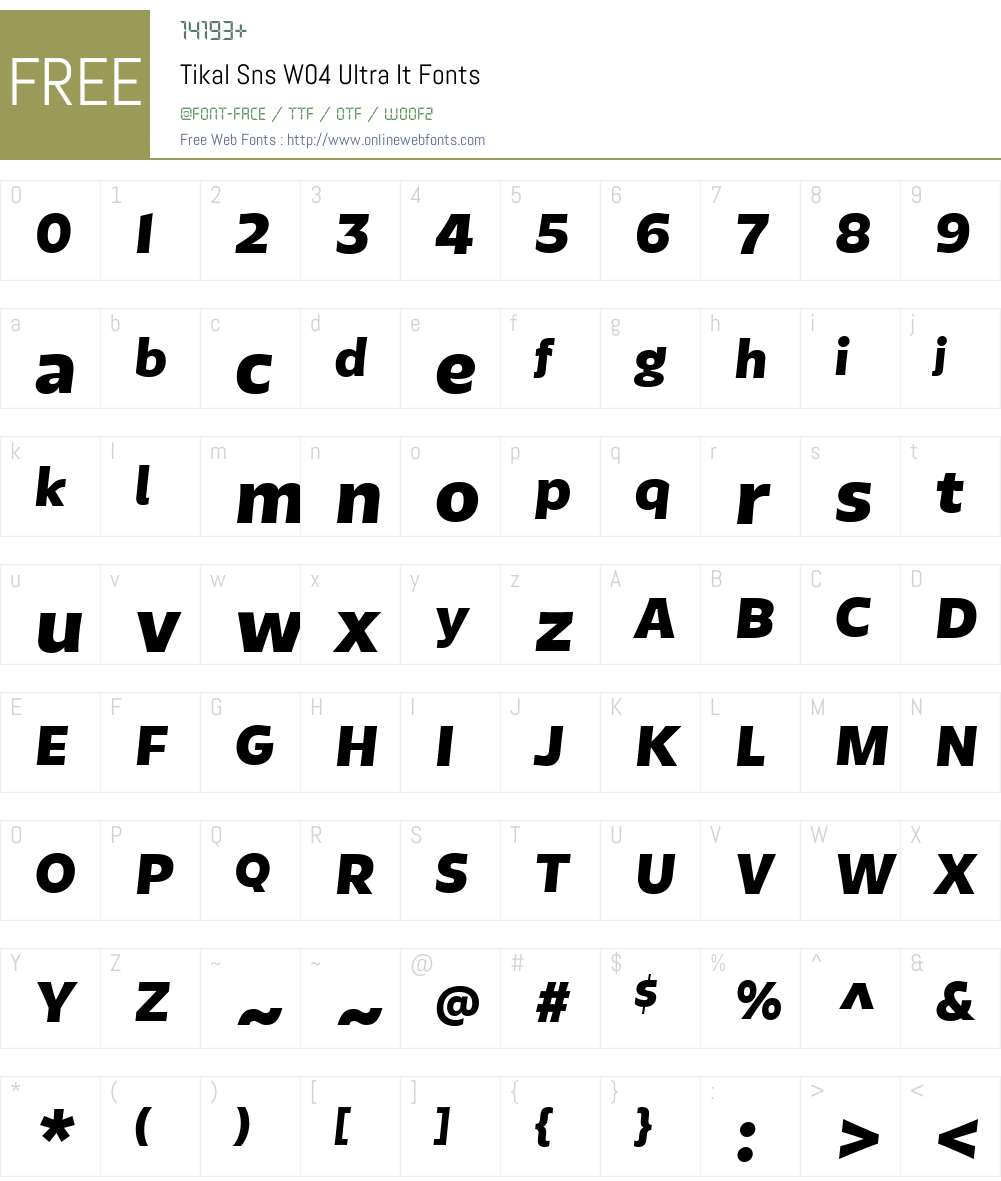 TikalSnsW04-UltraIt Font Screenshots