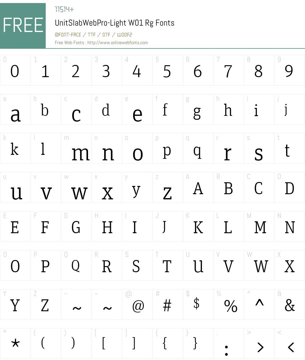UnitSlabWebPro-LightW01-Rg Font Screenshots