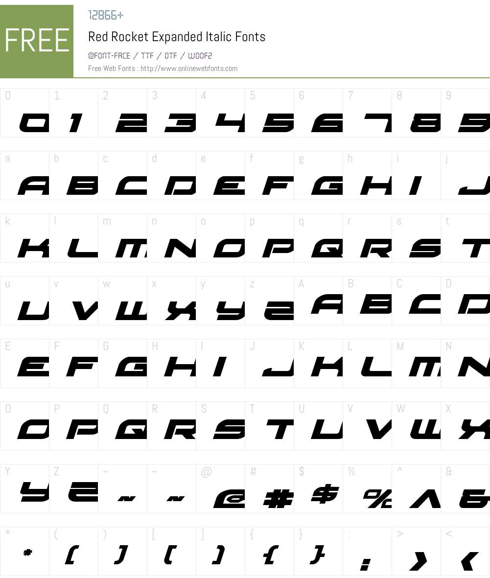 Red Rocket Expanded Italic Font Screenshots