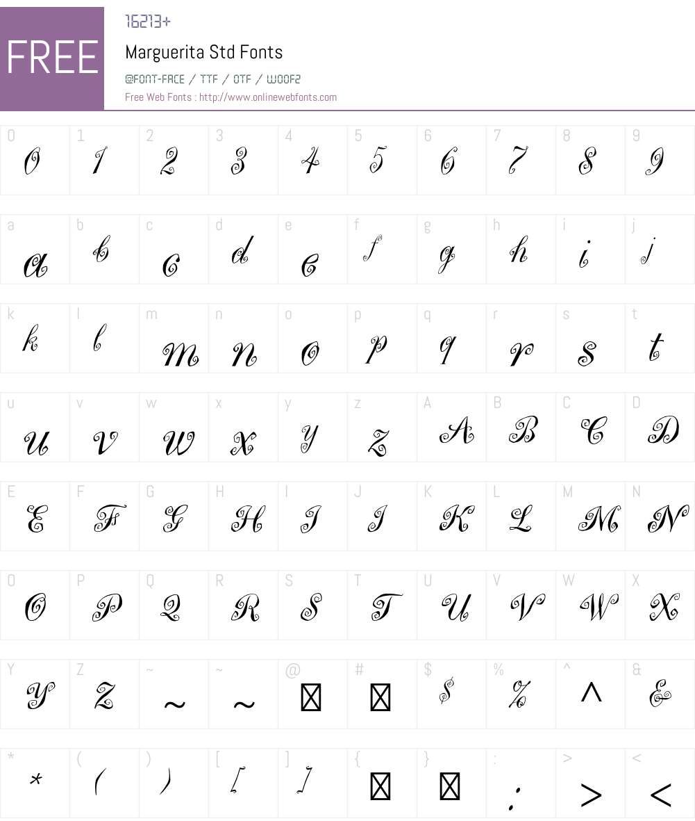 Marguerita Std Font Screenshots