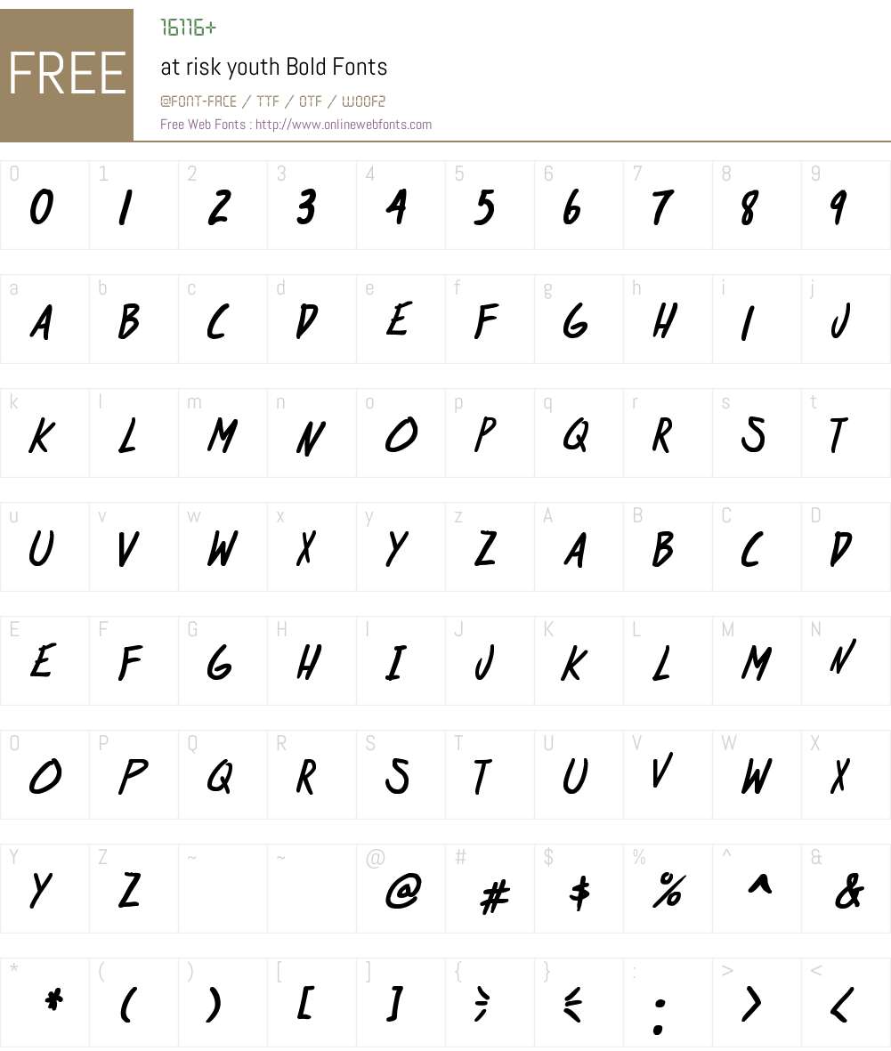 at risk youth Font Screenshots