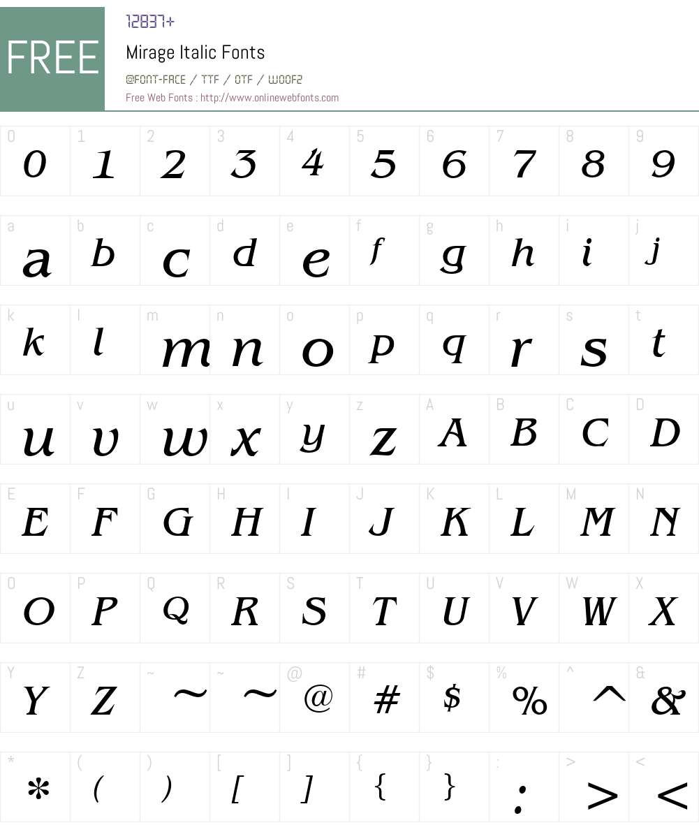Mirage Font Screenshots
