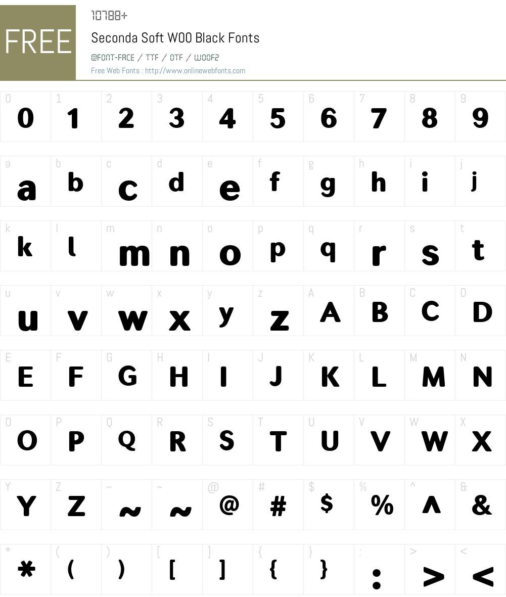 SecondaSoftW00-Black Font Screenshots