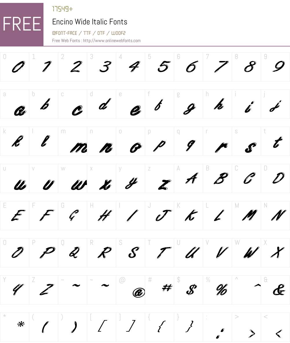 Encino Wide Font Screenshots