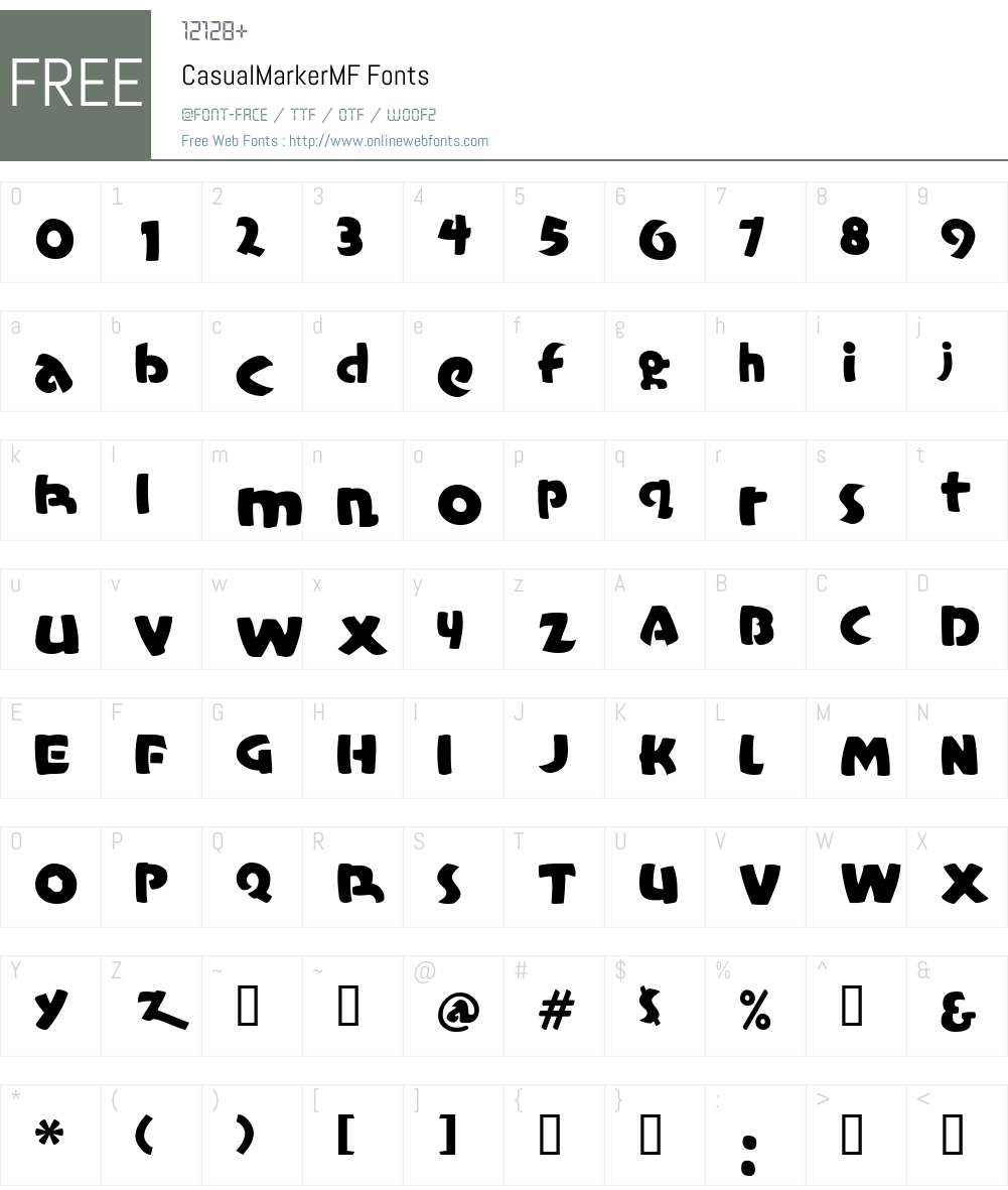 CasualMarkerMF Font Screenshots