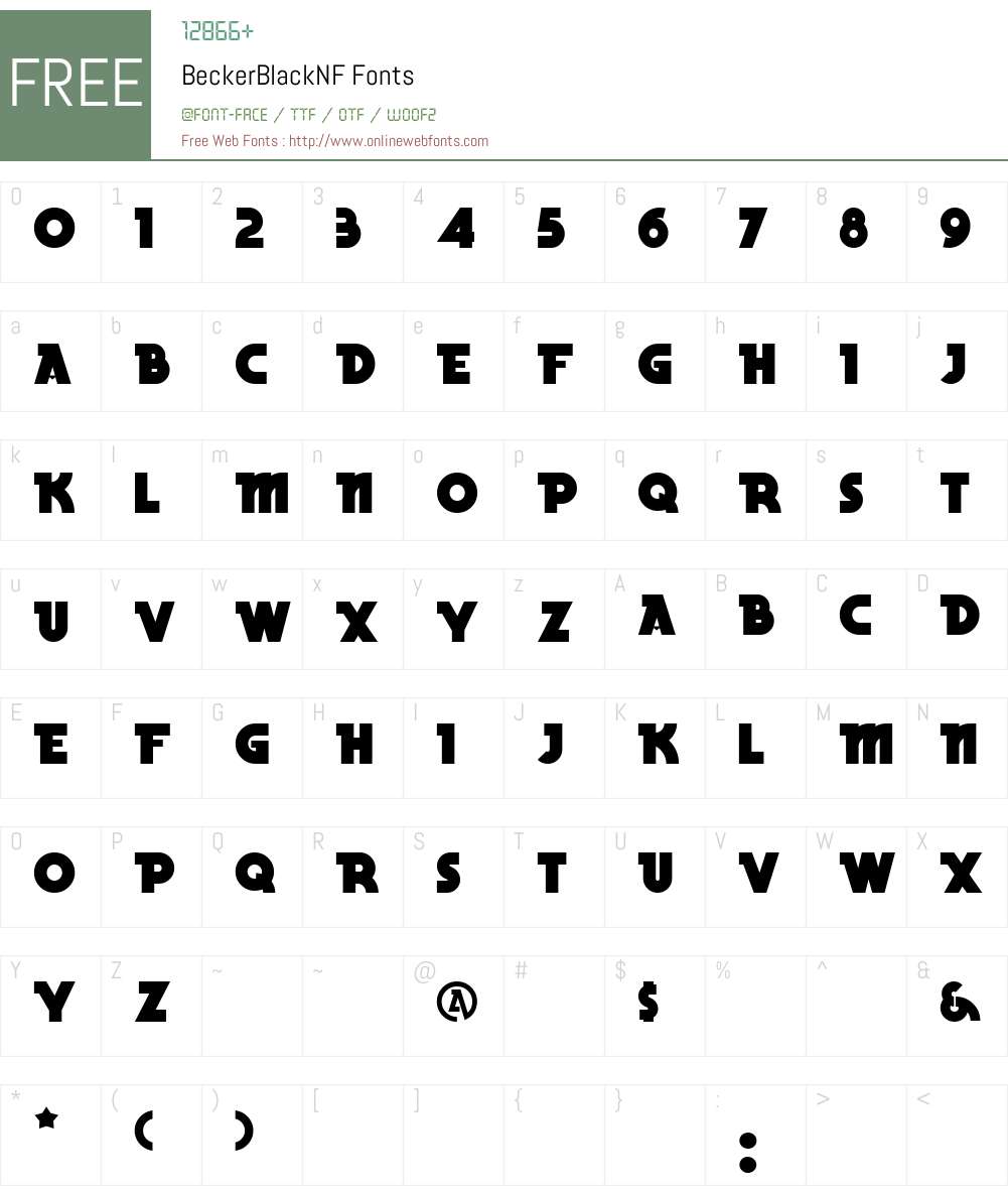 BeckerBlackNF Font Screenshots
