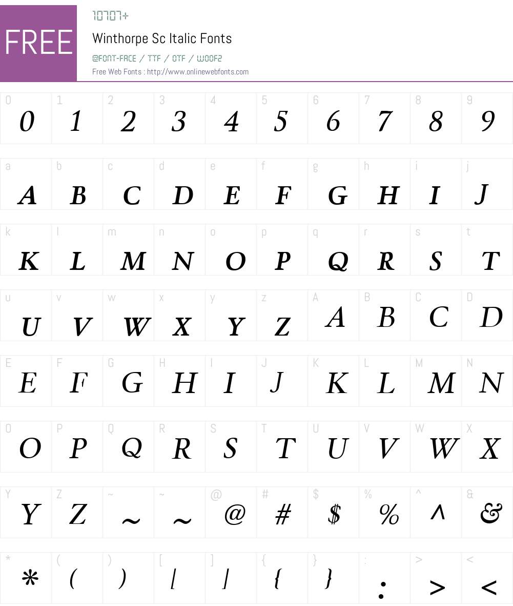 Winthorpe Font Screenshots