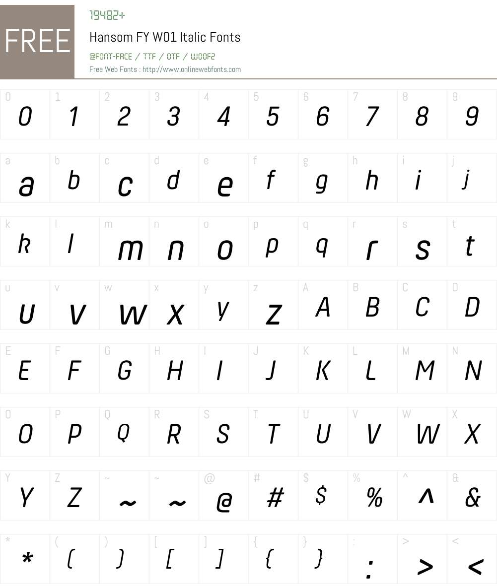 HansomFYW01-Italic Font Screenshots