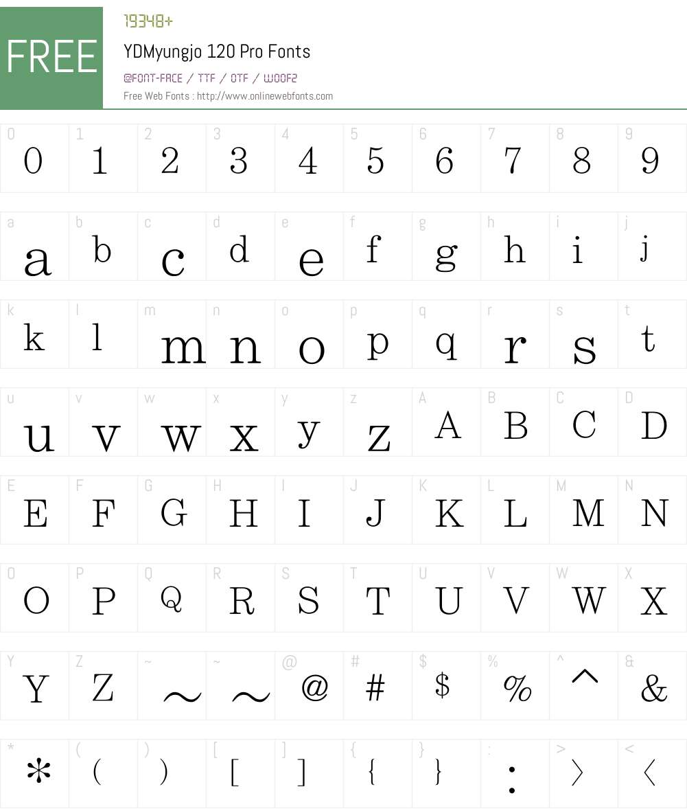 YD Myungjo 100 Font Screenshots