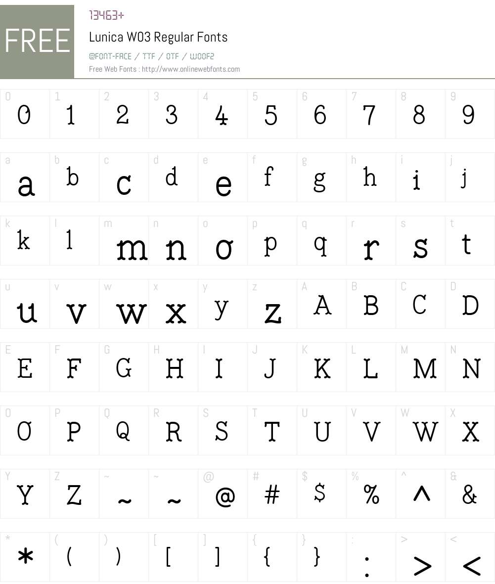 Lunica Font Screenshots