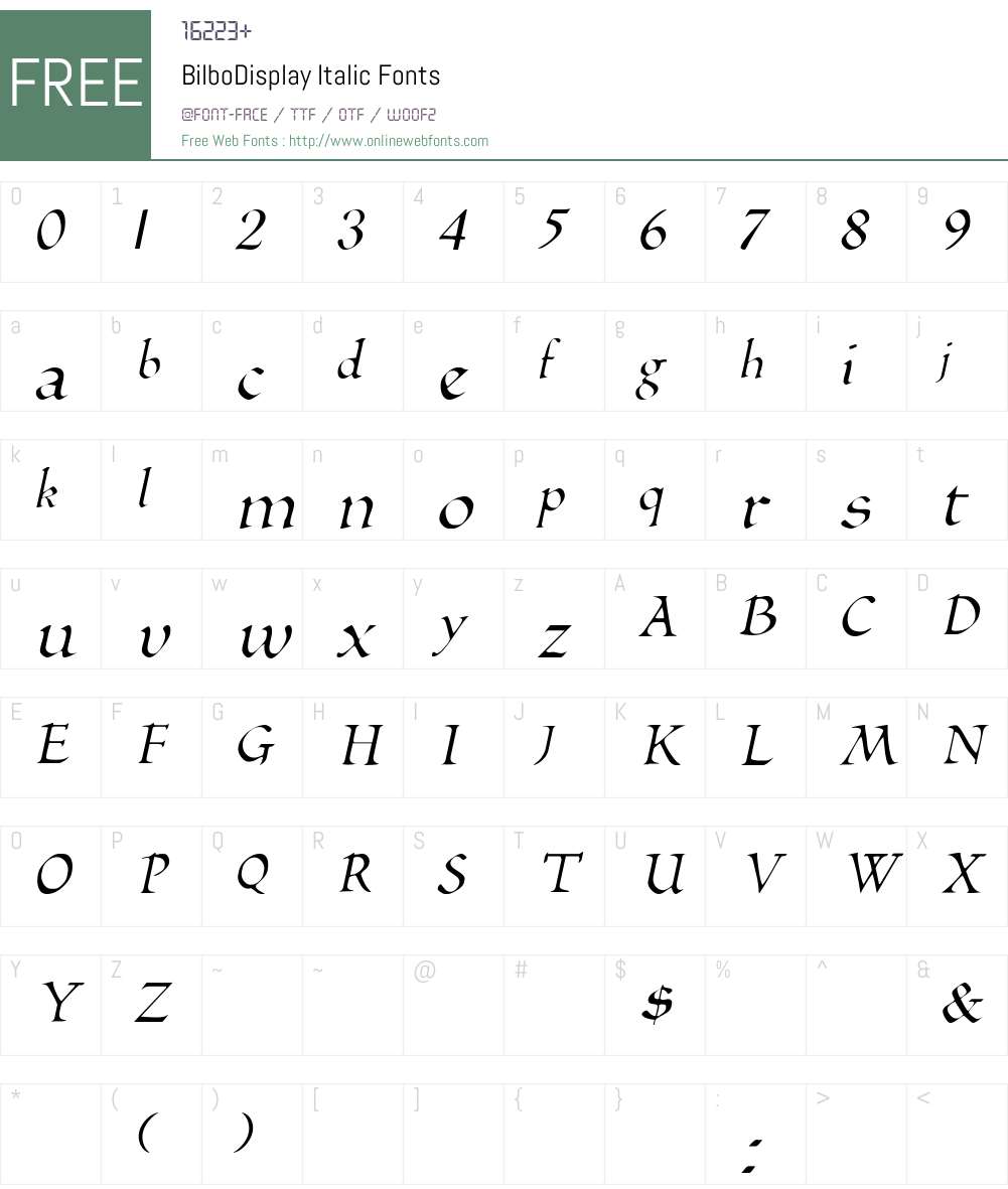 BilboDisplay Font Screenshots