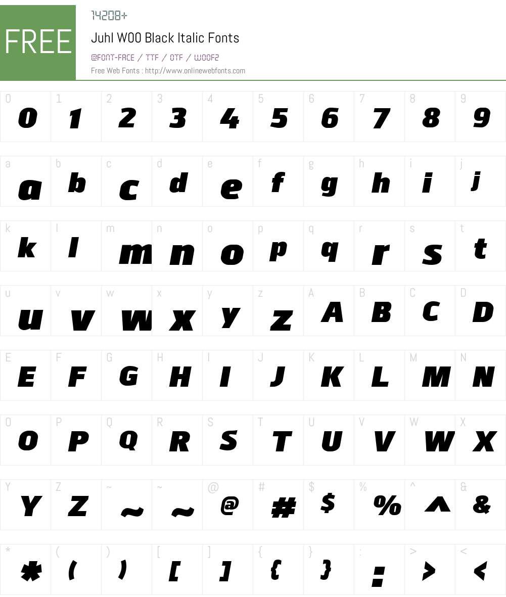 JuhlW00-BlackItalic Font Screenshots