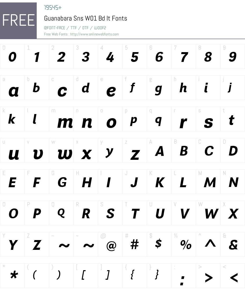 GuanabaraSnsW01-BdIt Font Screenshots