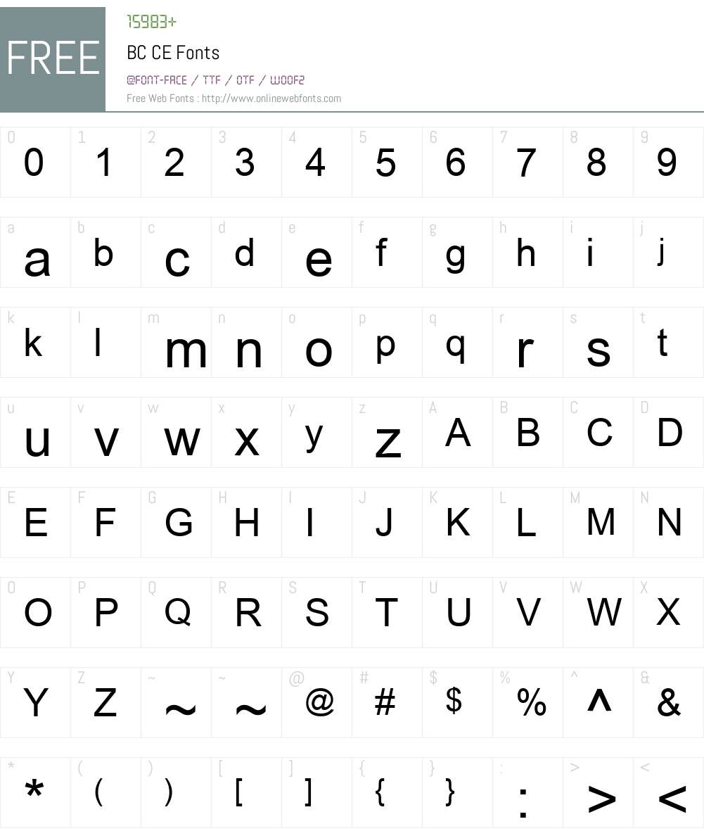 BC CE Font Screenshots