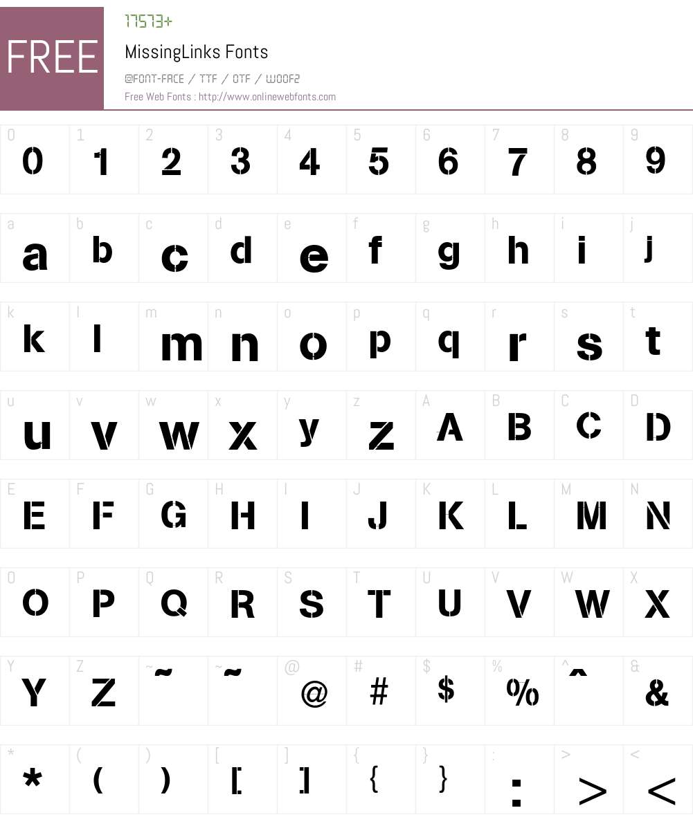 MissingLinks Font Screenshots