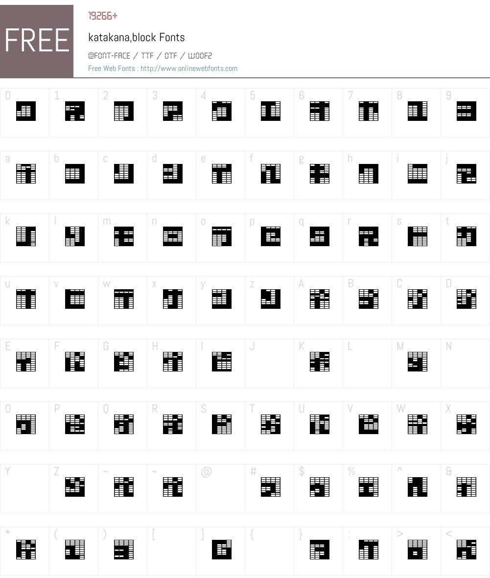 katakana,block Font Screenshots