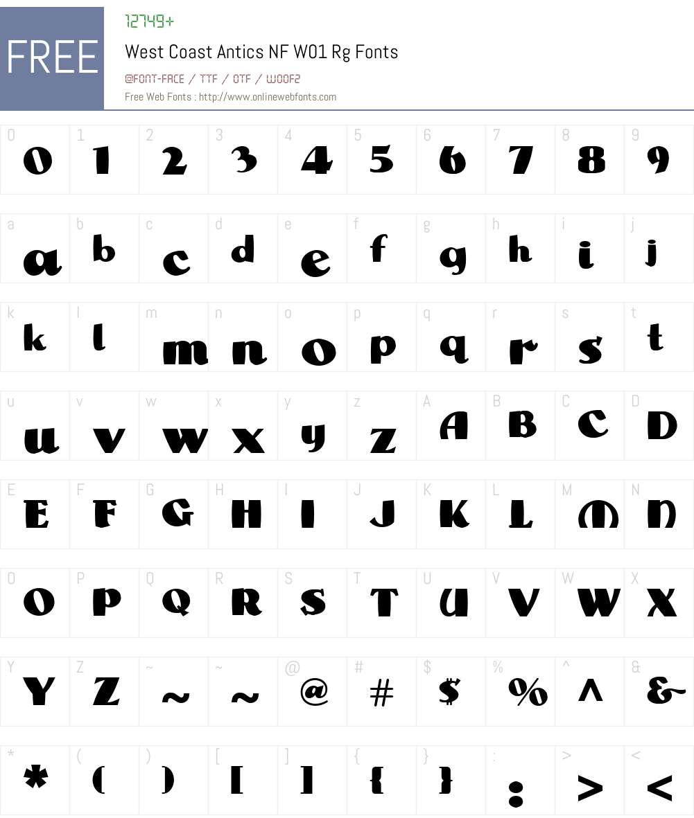 WestCoastAnticsNFW01-Rg Font Screenshots