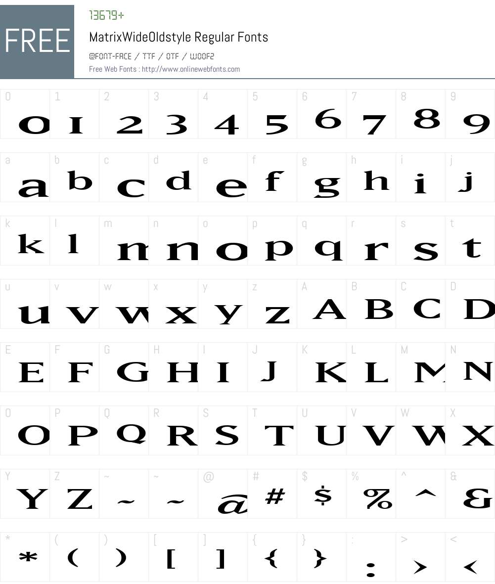 MatrixWideOldstyle Font Screenshots