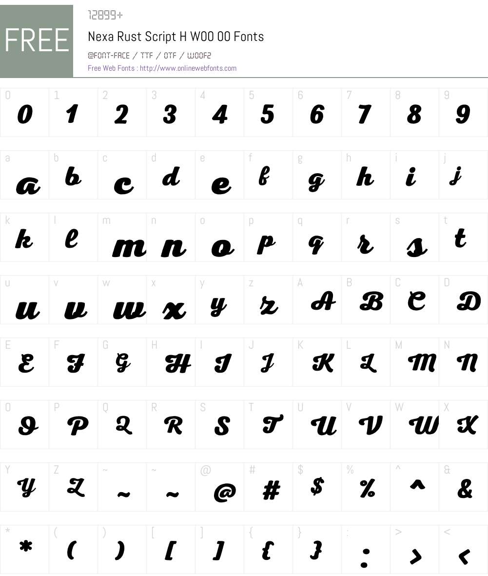 NexaRustScriptHW00-00 Font Screenshots
